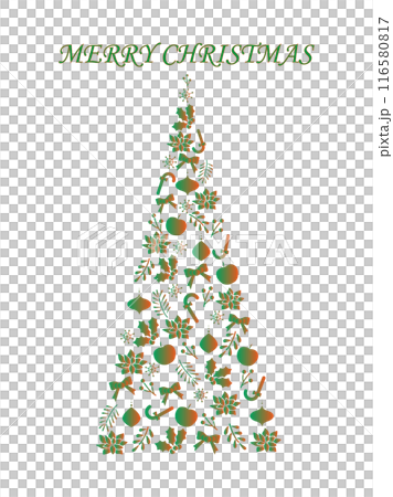 緑とオレンジのグラデーション、クリスマスツリーのカード 緑とオレンジのグラデーション、クリスマスツリーのカード 116580817