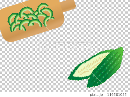 カットしたゴーヤのイラスト カットしたゴーヤのイラスト 116581035