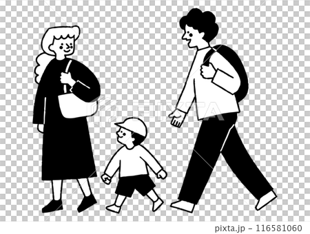 Boy going out with his parents_2 116581060