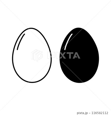 Silhouette and outline whole Chicken eggs in shell. Logo, sticker, icon, recipe or menu cards idea Silhouette and outline whole Chicken eggs in shell. Logo, sticker, icon, recipe or menu cards idea 116582112