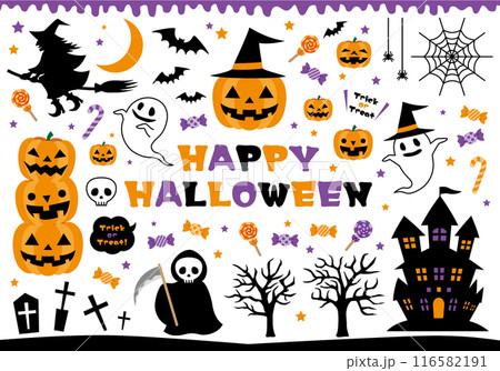 かわいいハロウィンのイラスト素材集 かわいいハロウィンのイラスト素材集 116582191