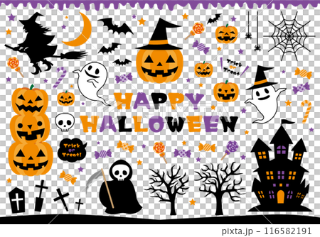 かわいいハロウィンのイラスト素材集 かわいいハロウィンのイラスト素材集 116582191