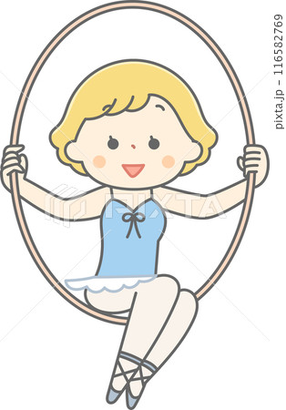 輪くぐりをするサーカスの女の子 116582769