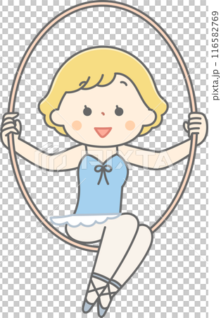 輪くぐりをするサーカスの女の子 116582769