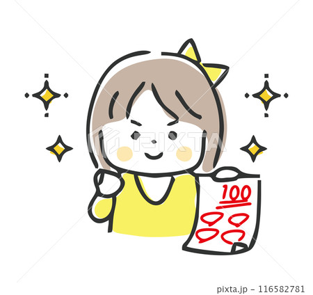 テストで100点をとる女の子 テストで100点をとる女の子 116582781