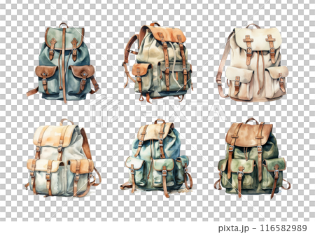 Cute watercolor painting style illustration of Backpack, isolated on white background 116582989