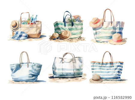 Beach Bag, Summer Illustration. Watercolor Style 116582990