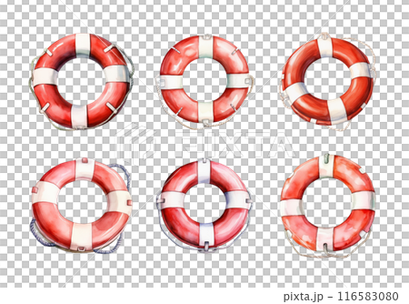 Cute watercolor painting style illustration of Lifebuoy, isolated on white background Cute watercolor painting style illustration of Lifebuoy, isolated on white background 116583080