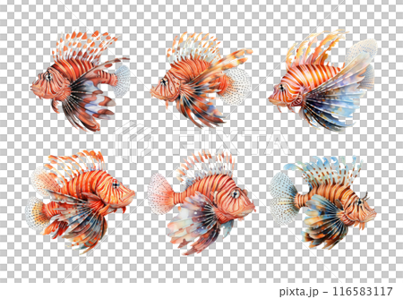 Lionfish, Summer Illustration. Watercolor Style. 116583117