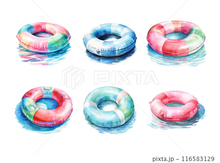 Pool Float, Summer Illustration. Watercolor Style. Pool Float, Summer Illustration. Watercolor Style. 116583129