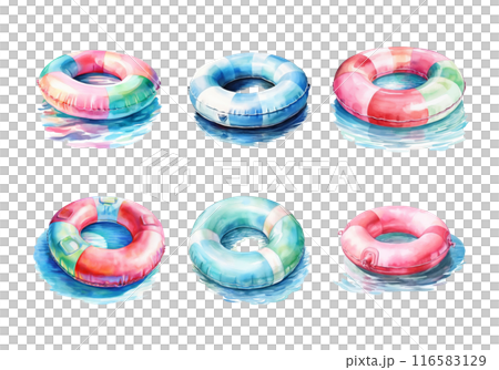 Pool Float, Summer Illustration. Watercolor Style. 116583129