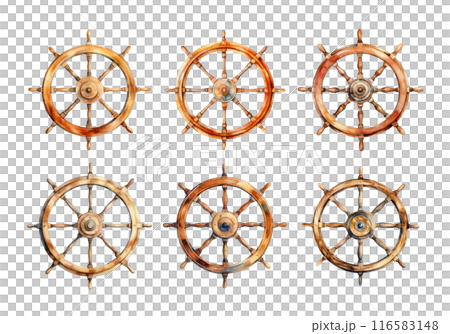 Ship's Wheel, Summer Illustration. Watercolor Style. 116583148