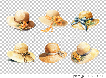 Cute watercolor painting style illustration of Sun Hat, isolated on white background Cute watercolor painting style illustration of Sun Hat, isolated on white background 116583154
