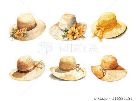 Cute watercolor painting style illustration of Sun Hat, isolated on white background Cute watercolor painting style illustration of Sun Hat, isolated on white background 116583155