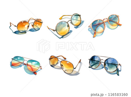Sunglasses, Summer Illustration. Watercolor Style. 116583160