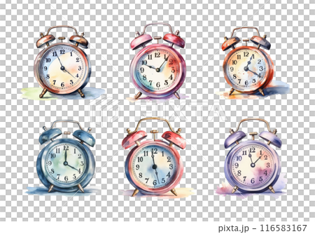 Alarm Clock, back to school Illustration. Watercolor Style 116583167