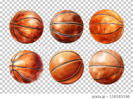 Cute watercolor painting style illustration of Basket Ball, isolated on white background 116583196