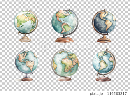 Cute watercolor painting style illustration of Globe, isolated on white background Cute watercolor painting style illustration of Globe, isolated on white background 116583217