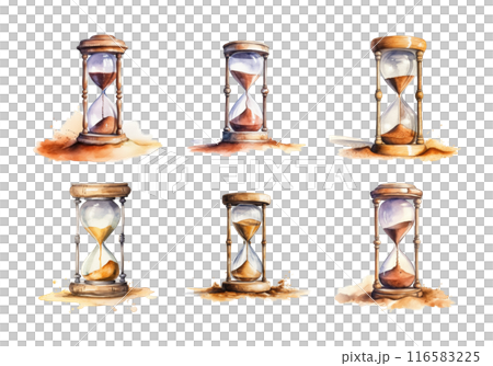 Cute watercolor painting style illustration of Hourglass, isolated on white background 116583225
