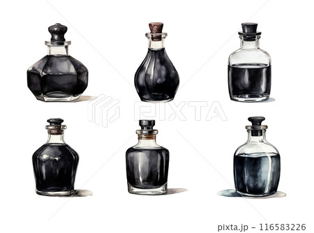 Ink Bottle, back to school Illustration. Watercolor Style 116583226