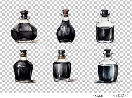 Ink Bottle, back to school Illustration. Watercolor Style 116583226