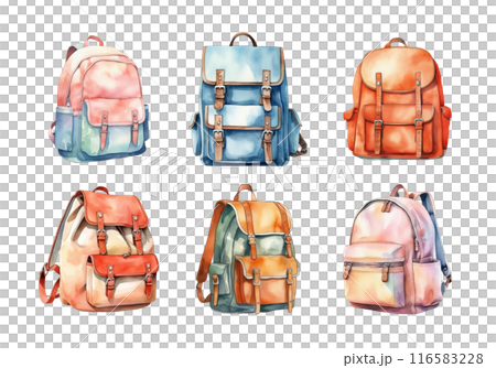 Kids School Bag, back to school Illustration. Watercolor Style 116583228