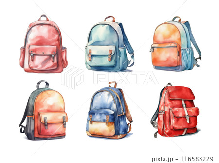 Cute watercolor painting style illustration of Kids School Bag, isolated on white background 116583229