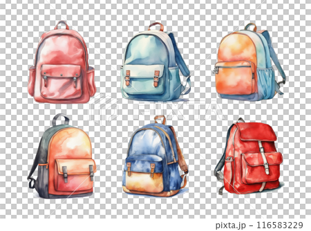 Cute watercolor painting style illustration of Kids School Bag, isolated on white background 116583229