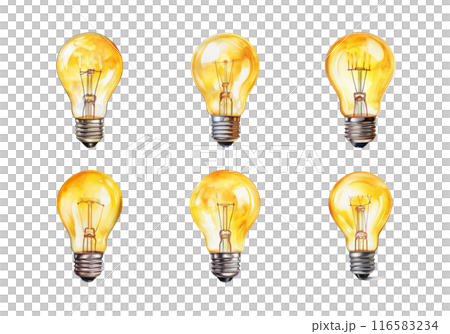 Cute watercolor painting style illustration of Light Bulb, isolated on white background Cute watercolor painting style illustration of Light Bulb, isolated on white background 116583234