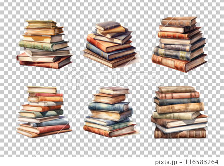 Pile of Book, back to school Illustration. Watercolor Style 116583264