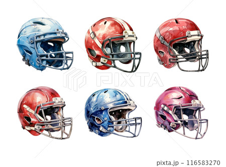Cute watercolor painting style illustration of Rugby Helmet, isolated on white background 116583270
