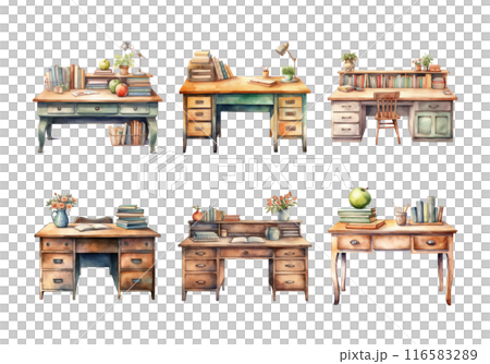 Cute watercolor painting style illustration of Teacher Desk, isolated on white background Cute watercolor painting style illustration of Teacher Desk, isolated on white background 116583289