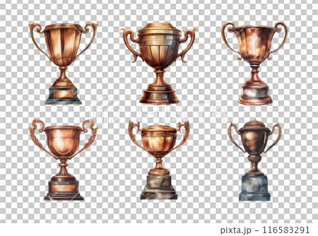 Cute watercolor painting style illustration of Bronze Trophy, isolated on white background Cute watercolor painting style illustration of Bronze Trophy, isolated on white background 116583291