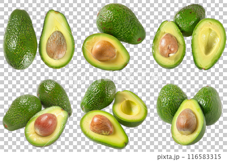 Avocado, fruit realistic Illustration. Realistic PNG file. Mockup template for artwork graphic design Avocado, fruit realistic Illustration. Realistic PNG file. Mockup template for artwork graphic design 116583315