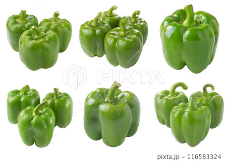 Realistic photo illustration of Green Bell Pepper, isolated on transparent background 116583324