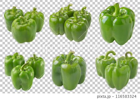 Realistic photo illustration of Green Bell Pepper, isolated on transparent background 116583324
