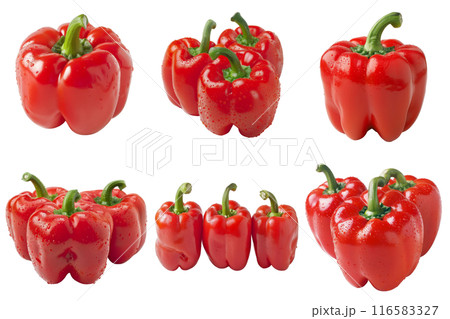 Realistic photo illustration of Red Bell Pepper, isolated on transparent background Realistic photo illustration of Red Bell Pepper, isolated on transparent background 116583327