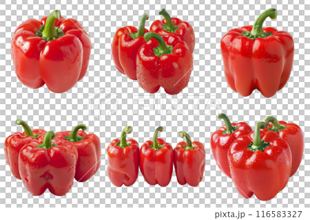 Realistic photo illustration of Red Bell Pepper, isolated on transparent background Realistic photo illustration of Red Bell Pepper, isolated on transparent background 116583327