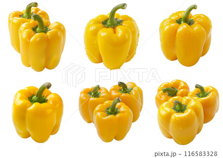Yellow Bell Pepper, fruit realistic Illustration. Realistic PNG file. Mockup template for artwork graphic design 116583328