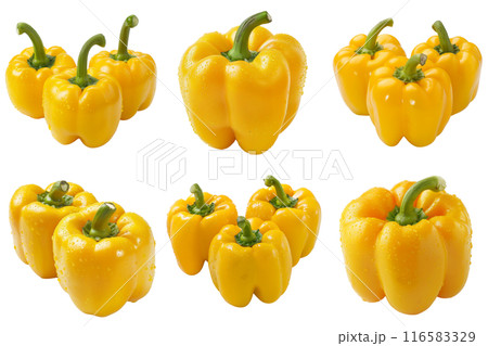 Realistic photo illustration of Yellow Bell Pepper, isolated on transparent background 116583329