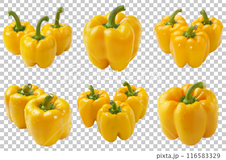 Realistic photo illustration of Yellow Bell Pepper, isolated on transparent background 116583329