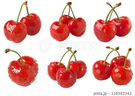 Realistic photo illustration of Cherry, isolated on transparent background Realistic photo illustration of Cherry, isolated on transparent background 116583342
