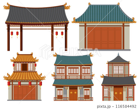 Traditional Asian Building Illustrations 116584492