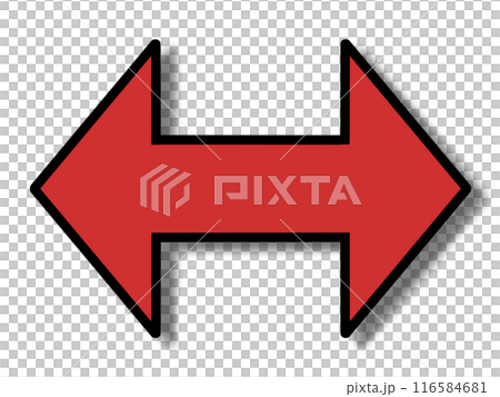 両方指す赤の矢印（線・影あり） 116584681