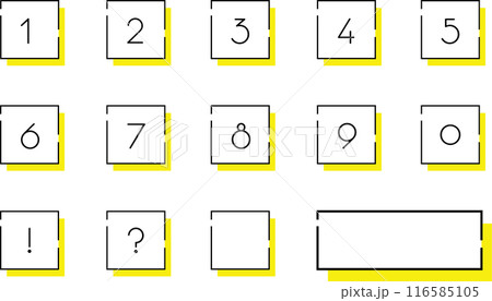 シンプルな枠で囲った数字のアイコンセット 116585105