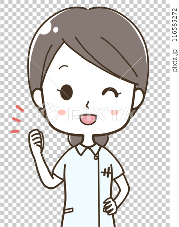 気合を入れる若い女性看護師の上半身イラスト 116585272