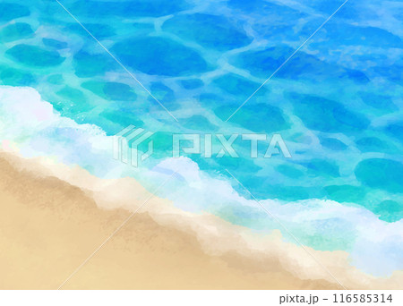 穏やかな波打ち際の水彩イラスト 116585314