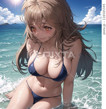 水着の金髪巨乳美女 116585345