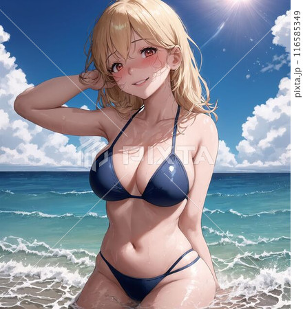 水着の金髪巨乳美女 116585349