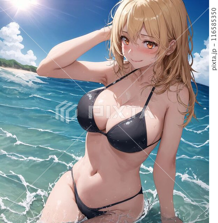 水着の金髪巨乳美女 116585350